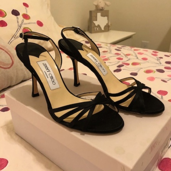 Jimmy Choo Black Satin SANDALS - Picture 2 of 7